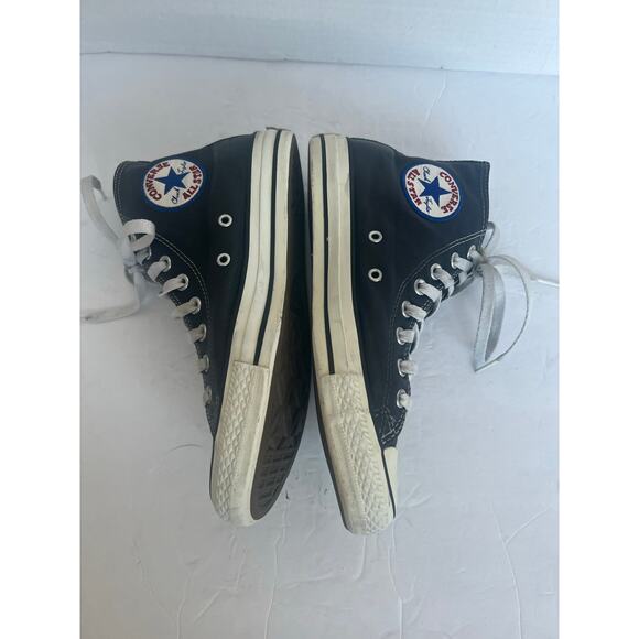 Converse Chuck Taylor All Star High Top Leather Black/White Lace Up Sneakers 8.5 - Picture 4 of 12